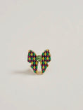 Load image into Gallery viewer, Mardi Gras Ribbon Bow Enamel Print Post Earrings