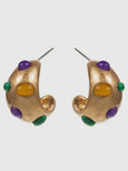 Load image into Gallery viewer, Mardi Gras Vintage Stone Paved Hoop Earrings