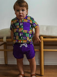 Load image into Gallery viewer, Mardi Gras Houses Bamboo Varsity Short Set - T-shirt & Shorts