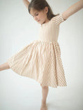 Load image into Gallery viewer, Short Sleeve Twirl Dress in Toffee Stripes
