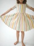 Load image into Gallery viewer, Short Sleeve Twirl Dress in Pastel Stripes