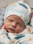 Load image into Gallery viewer, Blue Sail Boat Baby Gown and Hat Set