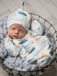 Load image into Gallery viewer, Blue Sail Boat Baby Gown and Hat Set