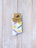 Load image into Gallery viewer, WHITE MARDI GRAS RIBBED SOCKS