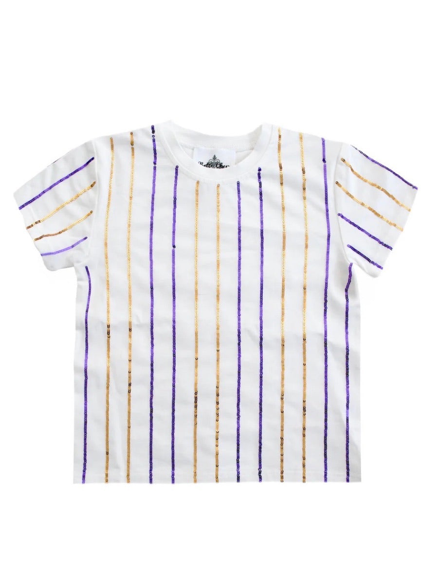 Purple And Gold Striped Kid Shirt