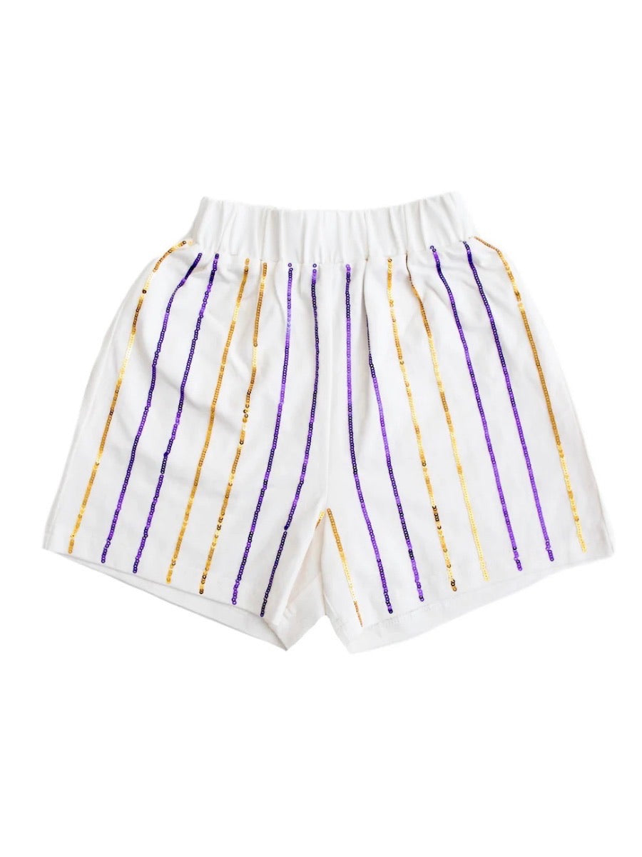 Purple And Gold Striped Kid Shorts