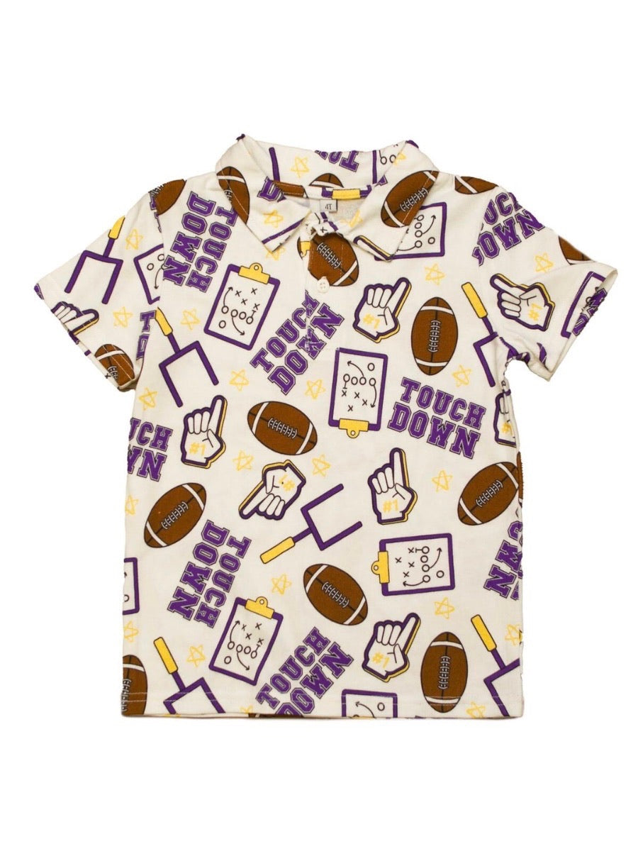 Purple And Yellow Touchdown Kid Polo