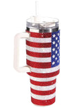 Load image into Gallery viewer, Rhinestone USA Flag Tumbler
