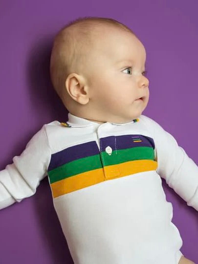 WHITE CHEST STRIPE INFANT ONESIE LONG SLEEVE