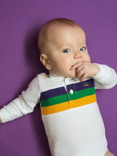 WHITE CHEST STRIPE INFANT ONESIE LONG SLEEVE