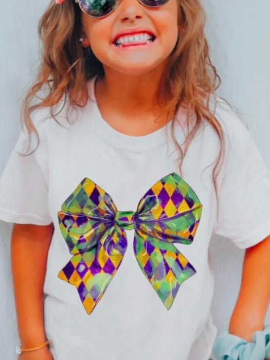 Toddler Mardi Gras Coquette Bow Graphic Tee Kids