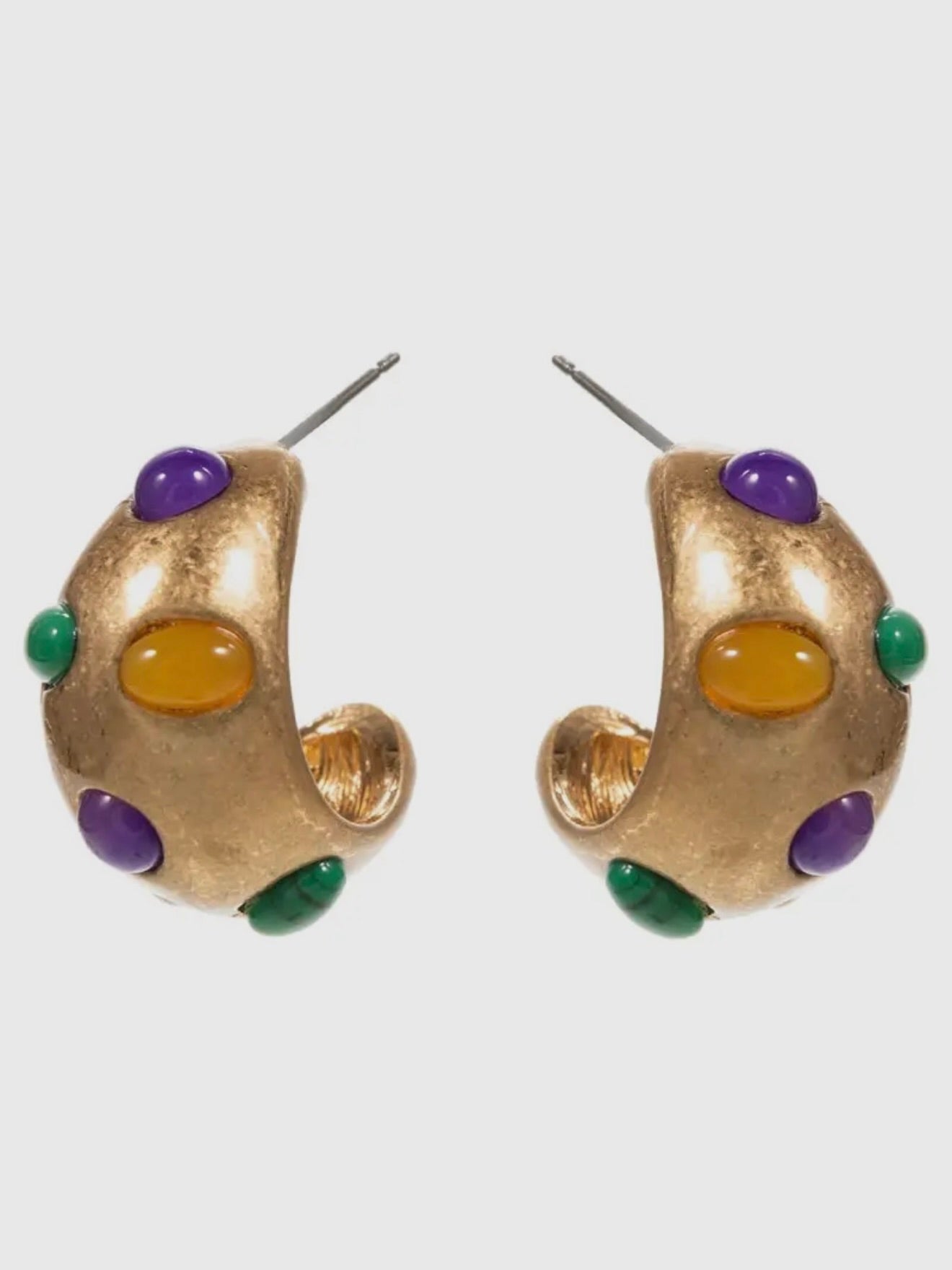 Mardi Gras Vintage Stone Paved Hoop Earrings
