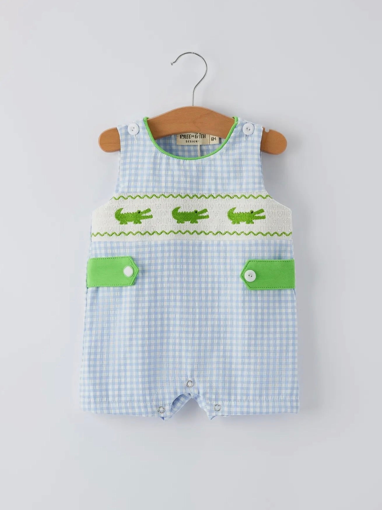 Crocodile Blue Gingham Romper
