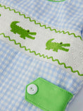 Load image into Gallery viewer, Crocodile Blue Gingham Romper

