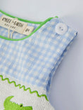 Load image into Gallery viewer, Crocodile Blue Gingham Romper
