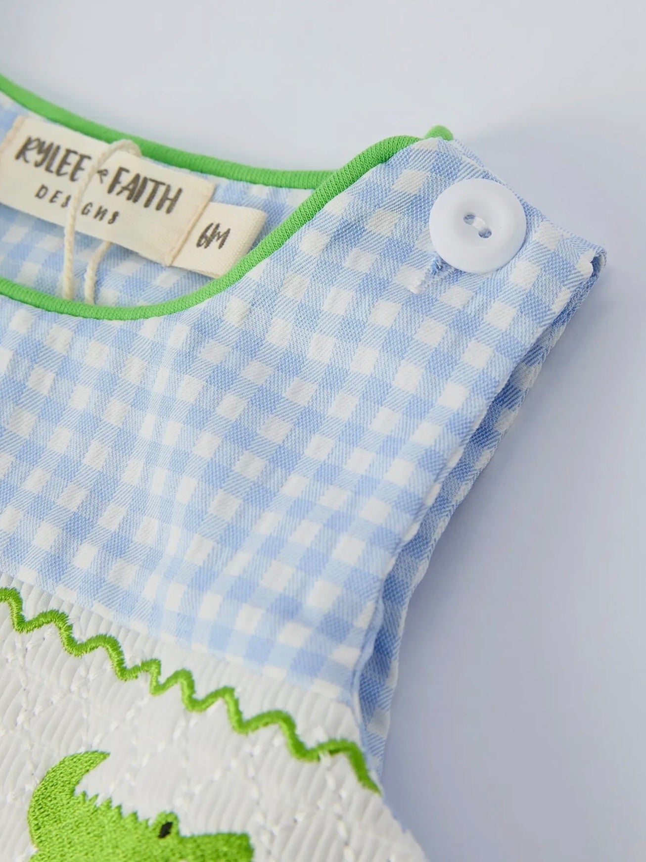 Crocodile Blue Gingham Romper