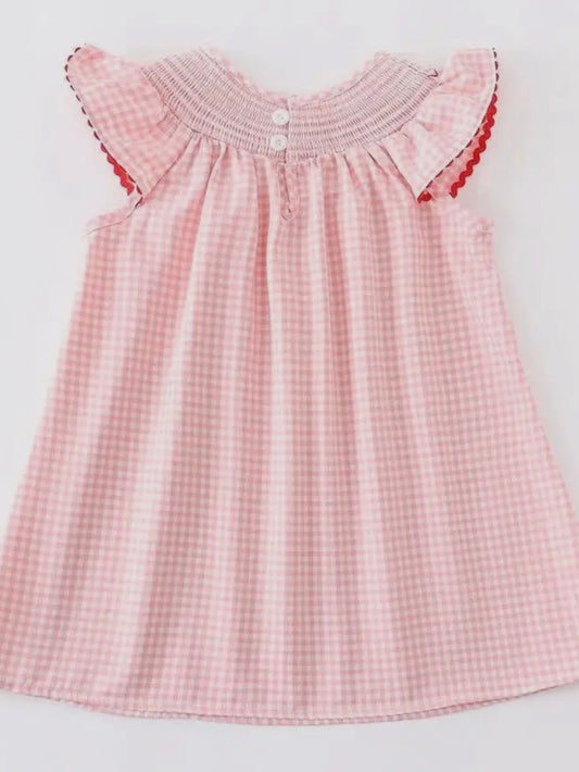 Strawberry Gingham Smocked Dress