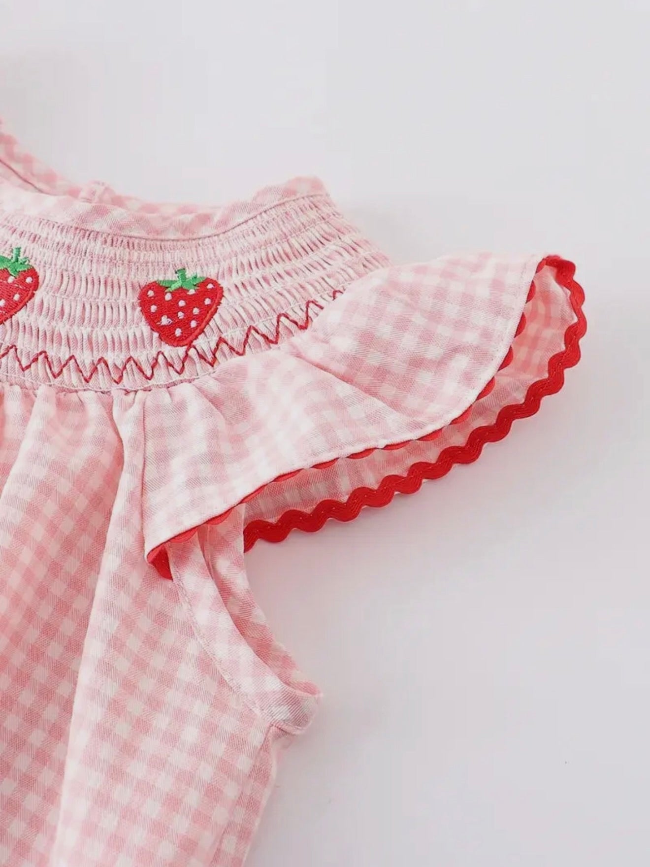 Strawberry Gingham Smocked Dress