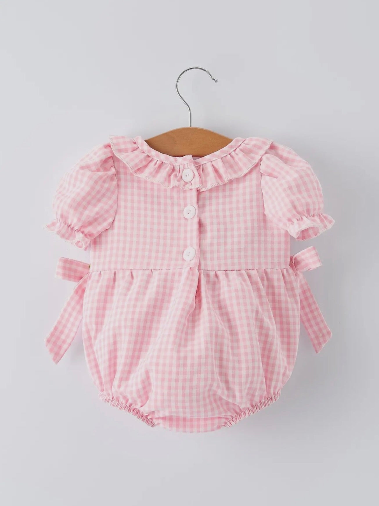 Crocodile Pink Gingham Romper
