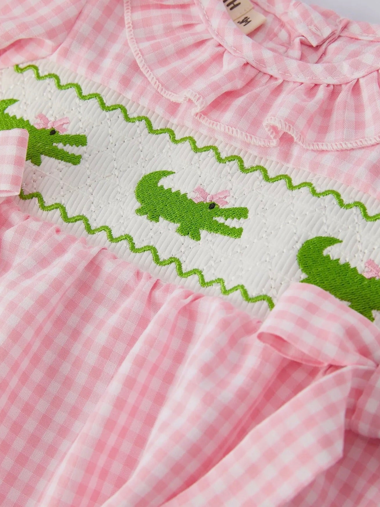 Crocodile Pink Gingham Romper