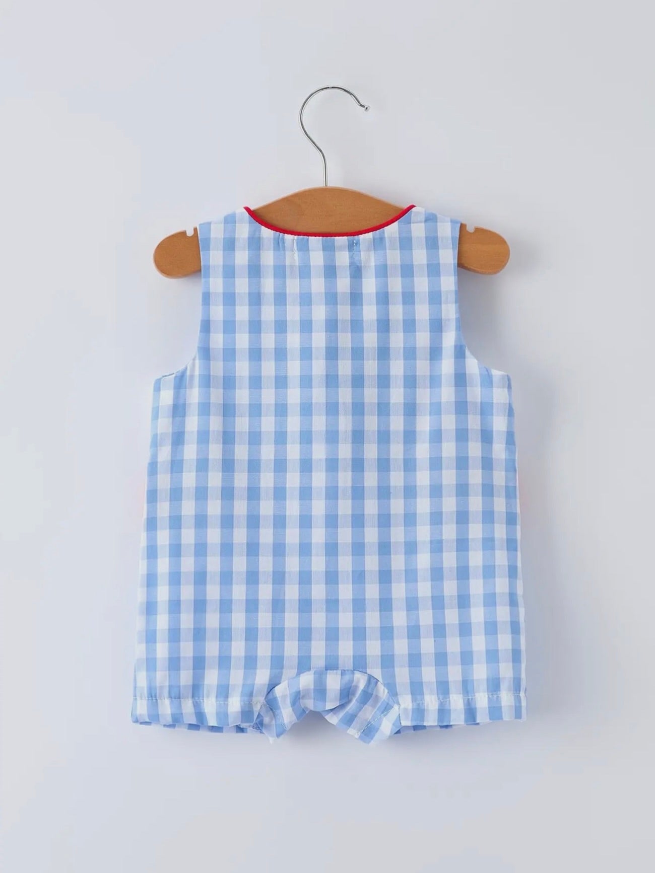 Strawberry Gingham Smocked Boys Romper