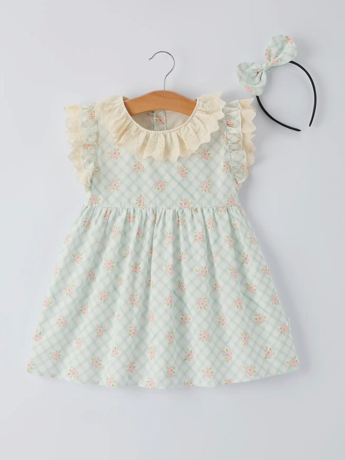 The Mint Floral Gingham Dress