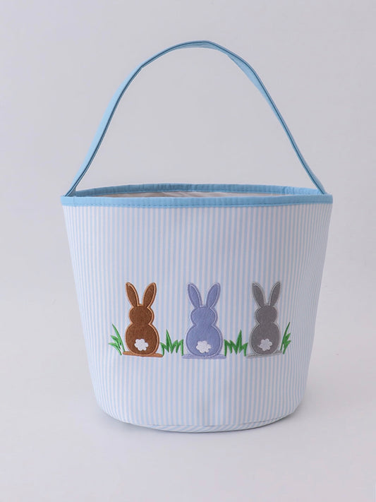 Blue Stripe Bunny Basket