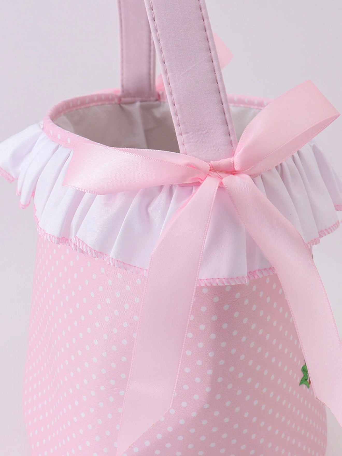 Pink Bunny Ruffle Bow Basket