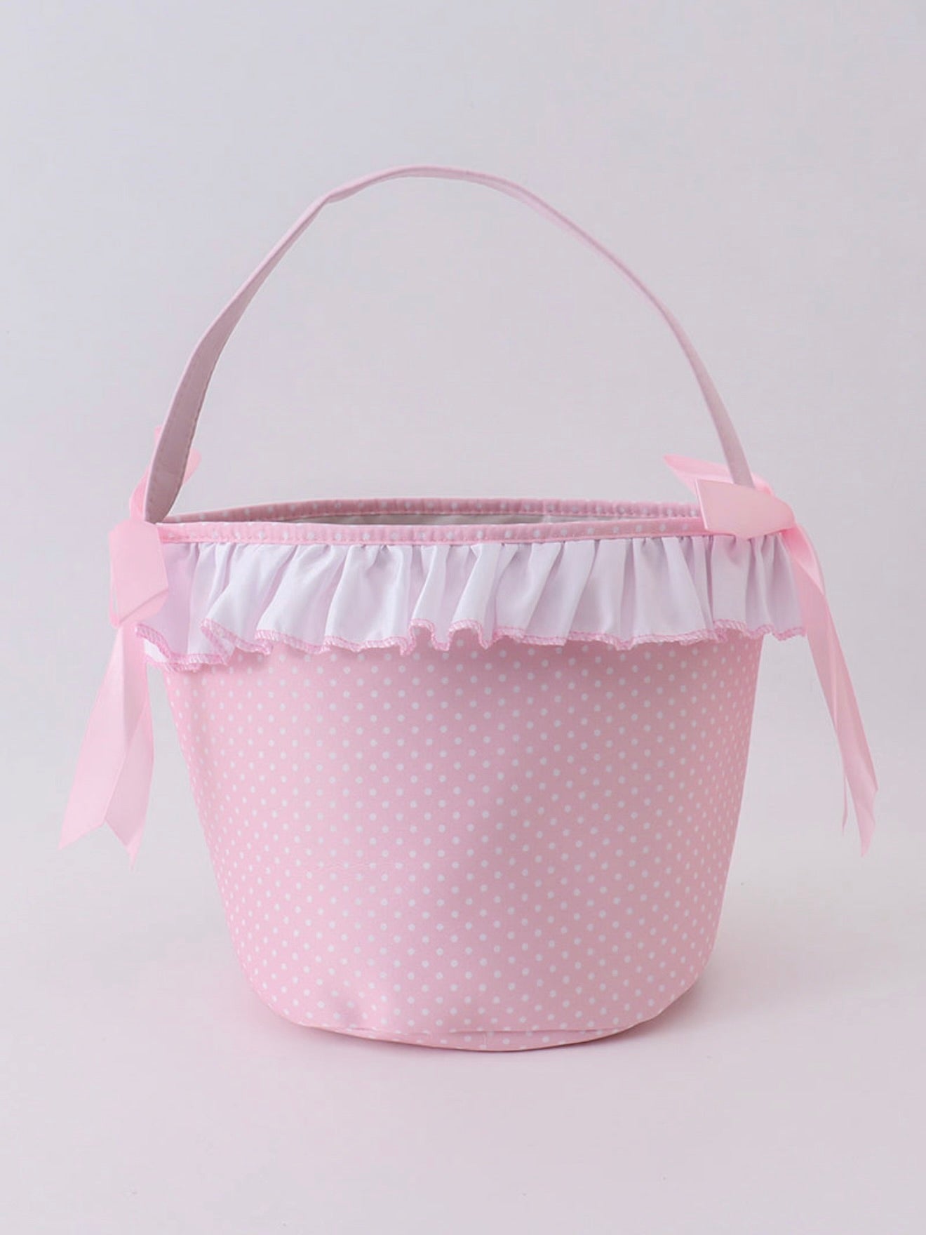 Pink Bunny Ruffle Bow Basket