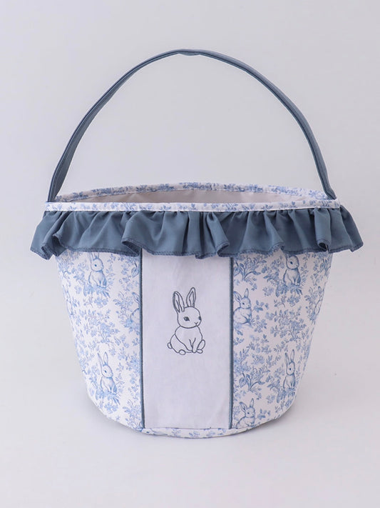 Blue Bunny Floral Ruffle Basket