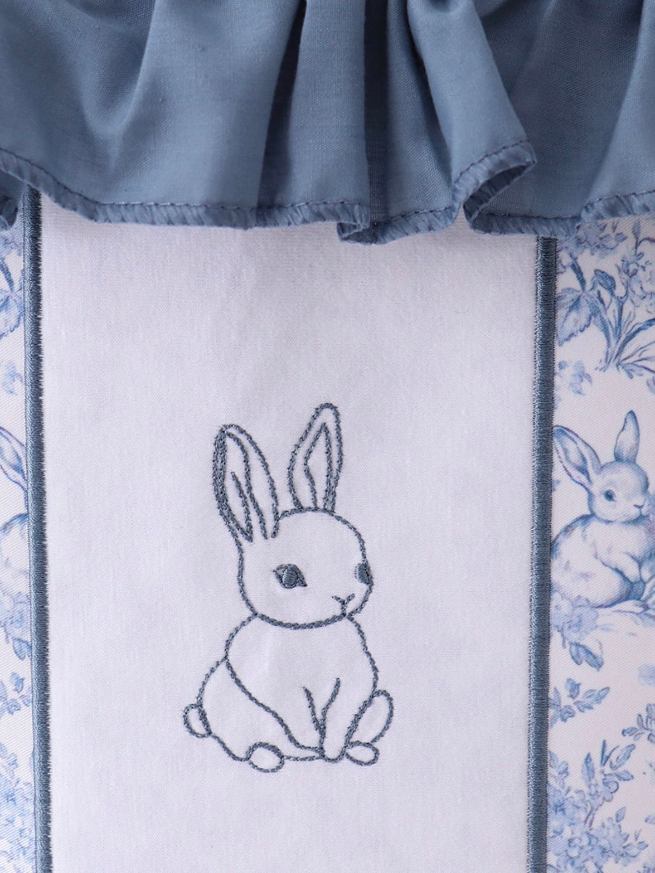Blue Bunny Floral Ruffle Basket