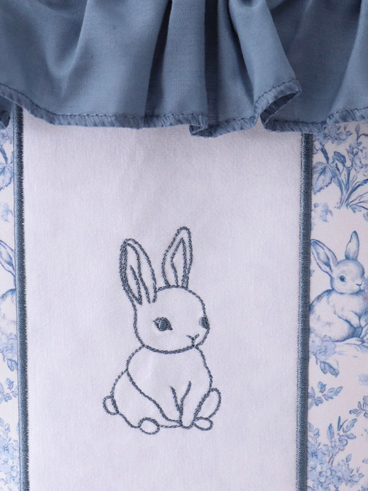 Blue Bunny Floral Ruffle Basket