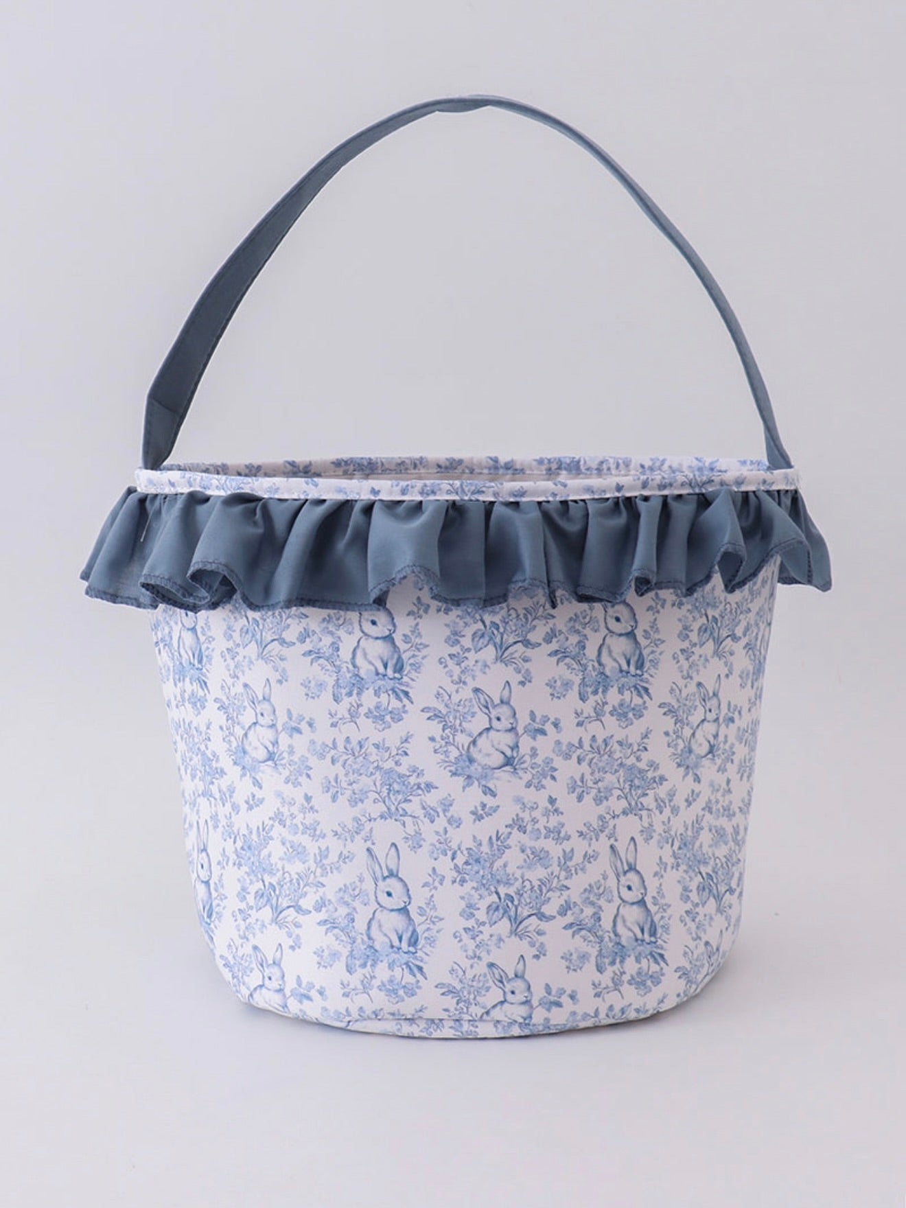 Blue Bunny Floral Ruffle Basket