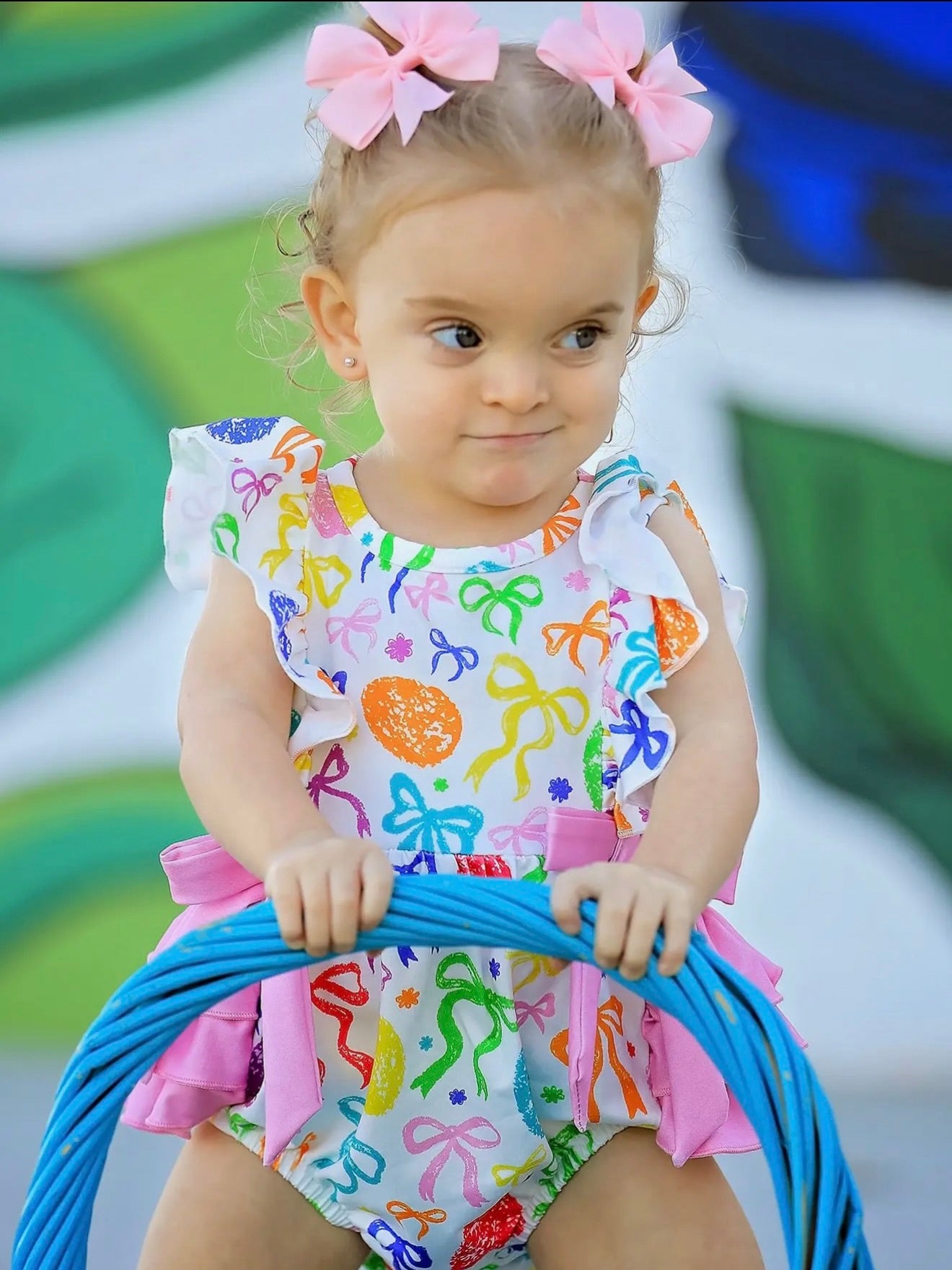 Rainbow Easter Egg Print Romper