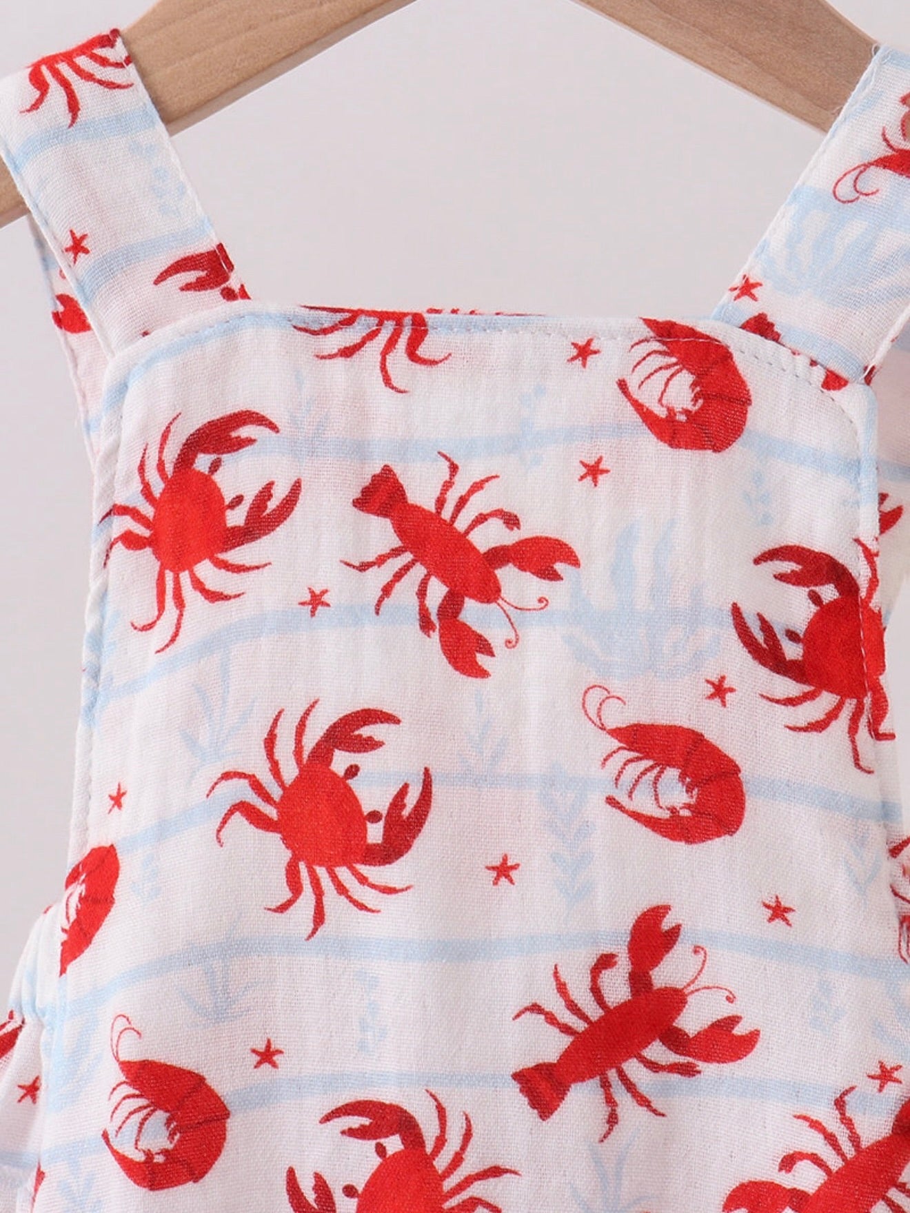Crawfish Print Muslin Ruffle Bubble