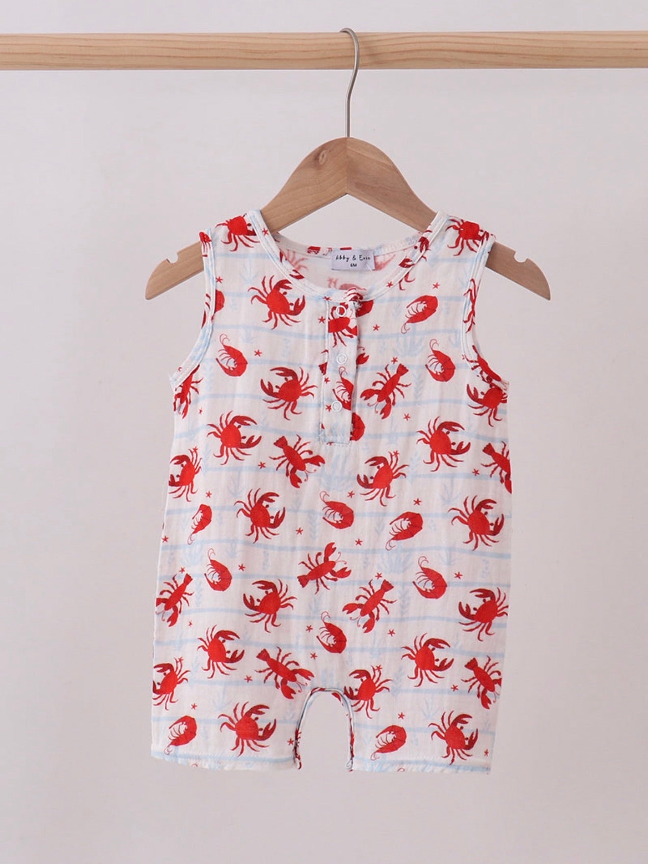 Crawfish Print Muslin Romper