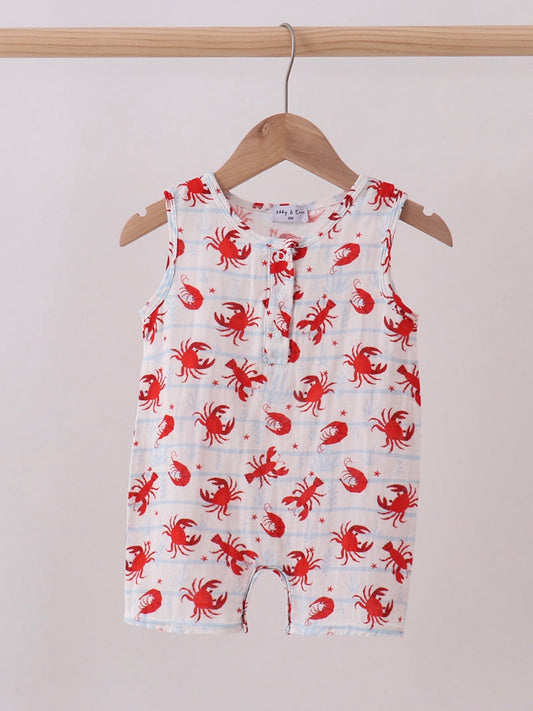Crawfish Print Muslin Romper