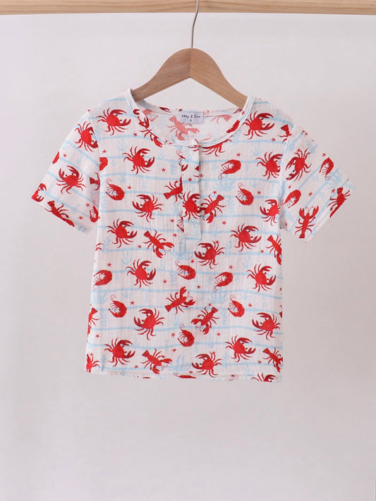 Crawfish Print Muslin Top