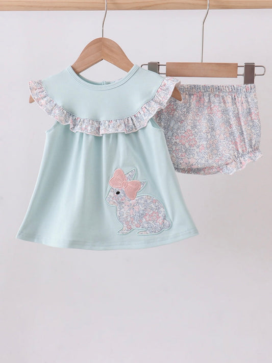 Blue Floral Bunny Bloomer Set