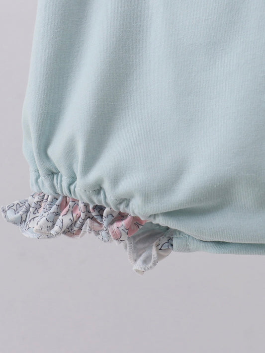 Blue Floral Bunny Ruffle Bubble