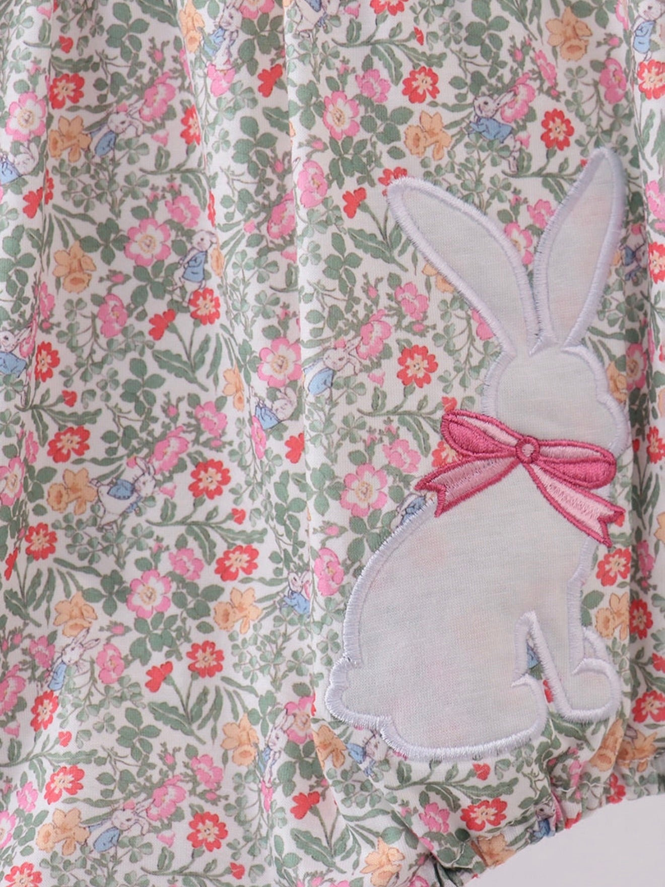 Floral Bunny Applique Ruffle Bubble
