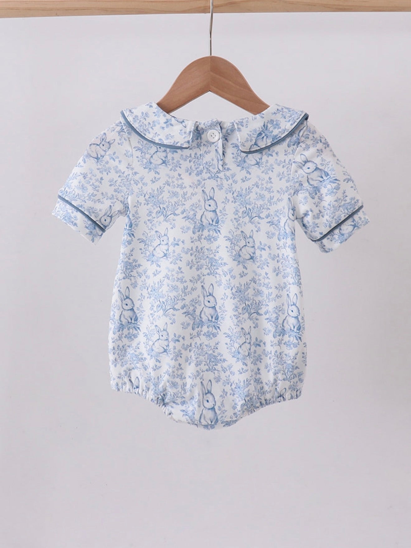 Blue Toile Bunny Peter Pan Bubble