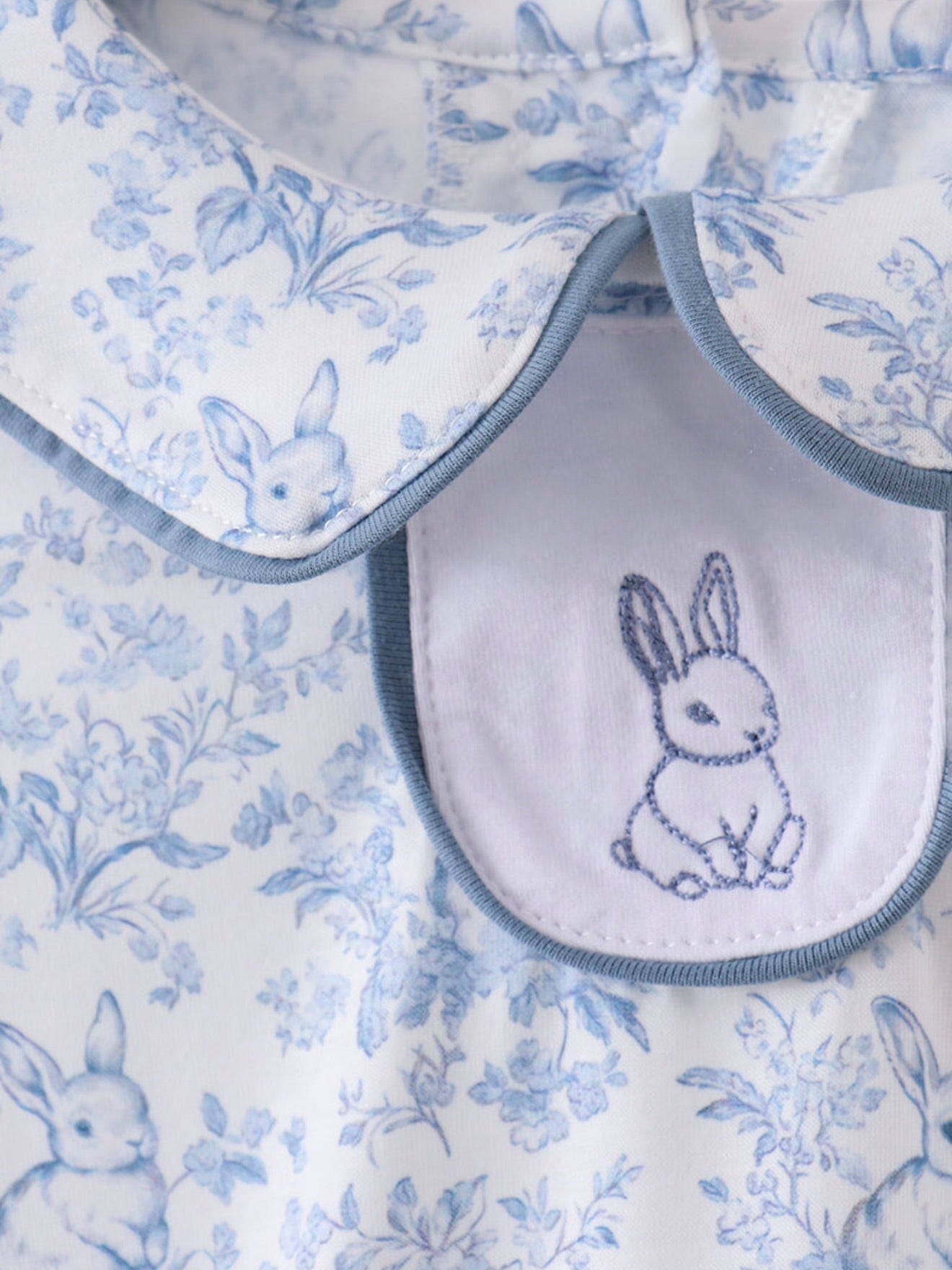 Blue Toile Bunny Peter Pan Bubble