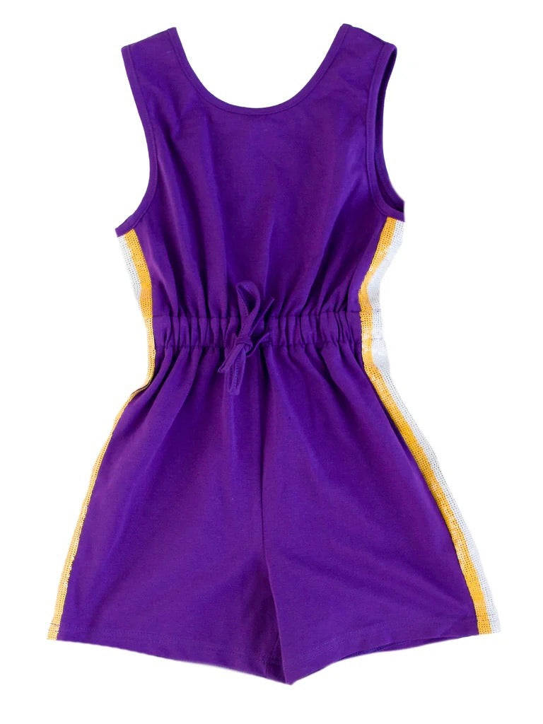 PURPLE AND GOLD KIDS ROMPER