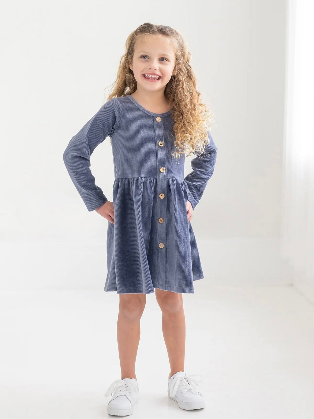 Skylar Blue Button Dress