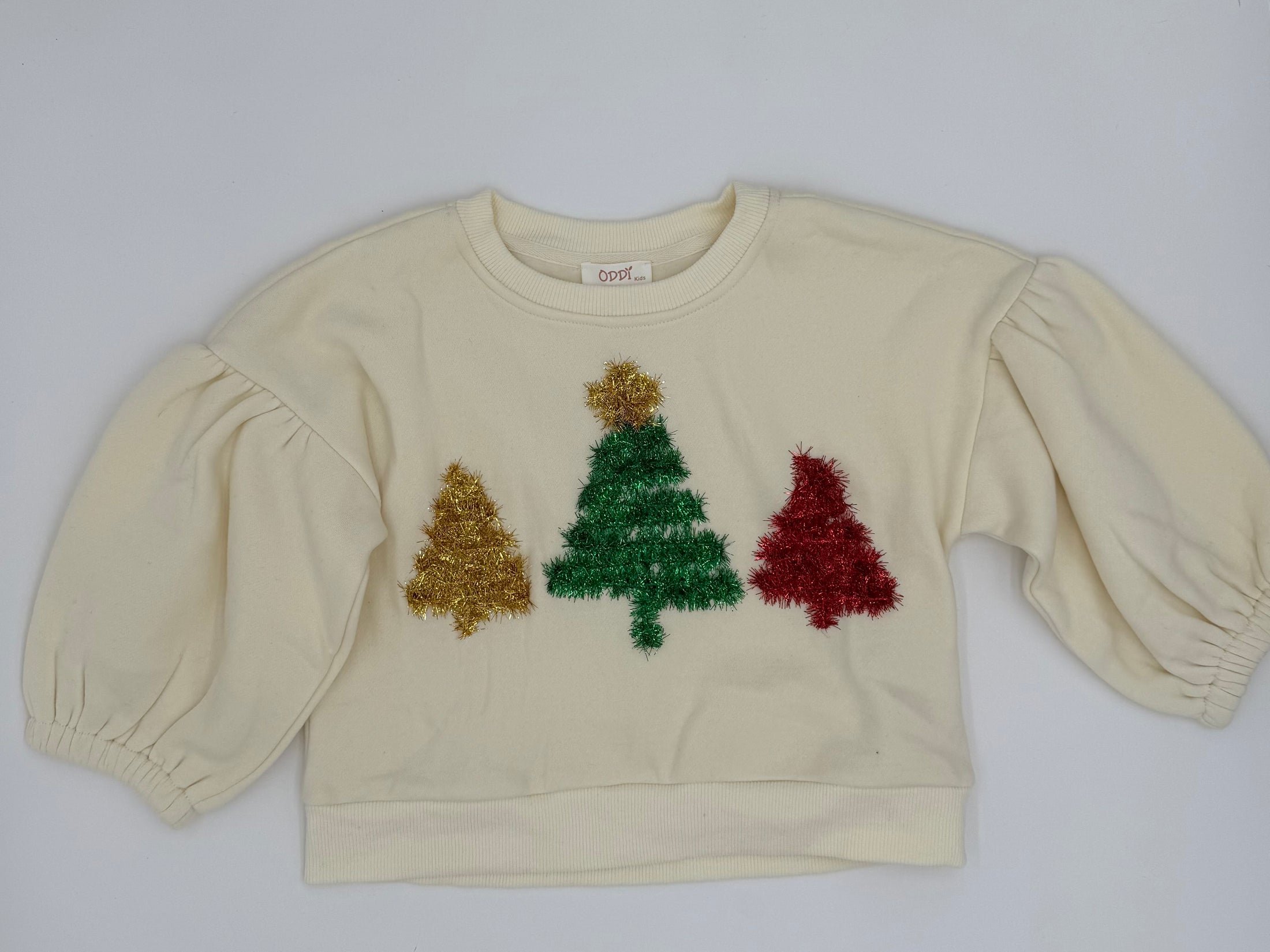 Kids Christmas Trees Oversized Sweatshirt in Ivory