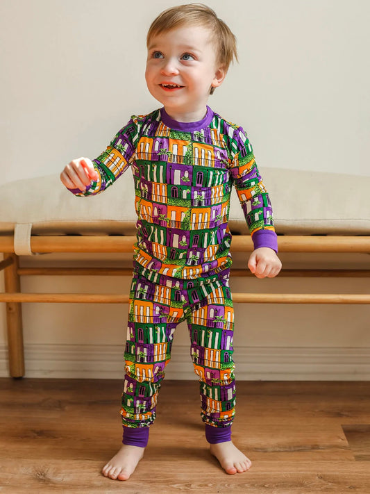 Mardi Gras Houses 2 Piece Bamboo Pajama Set