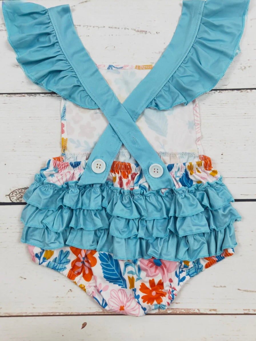 Baby Girls Flower Ruffle Bubble