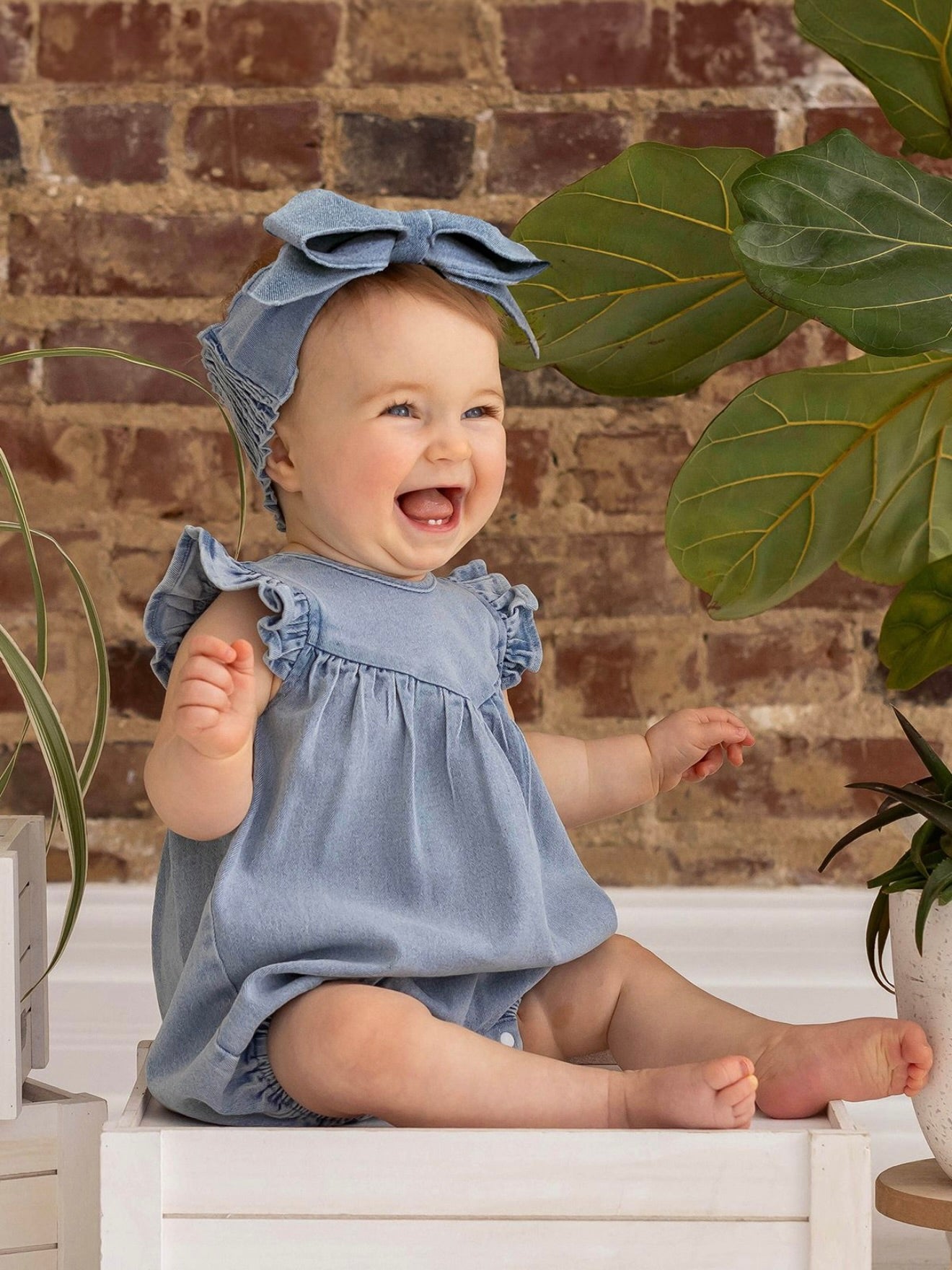 Sunset Fields Blue Baby Romper