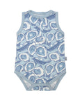 Load image into Gallery viewer, Blue Oyster Bamboo Henley Onesie with Snaps

